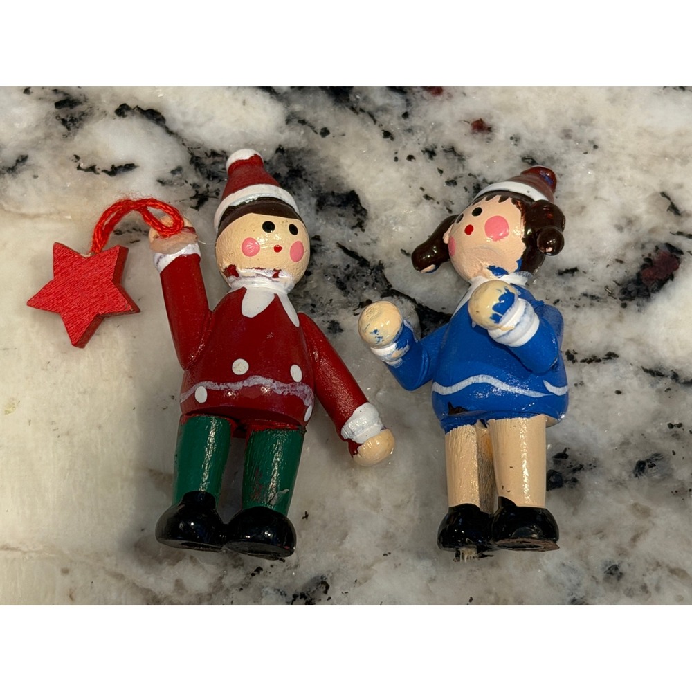 Kurt S Adler 2 Wooden Figures Miniature Vintage Christmas Advent Calendar Kitsch